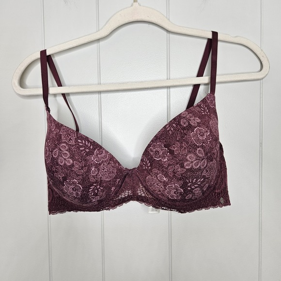 Lucky Brand 38C Bra Burgundy Underwire Lightly Lined Adjustable Straps Hook Eye - Picture 2 of 6